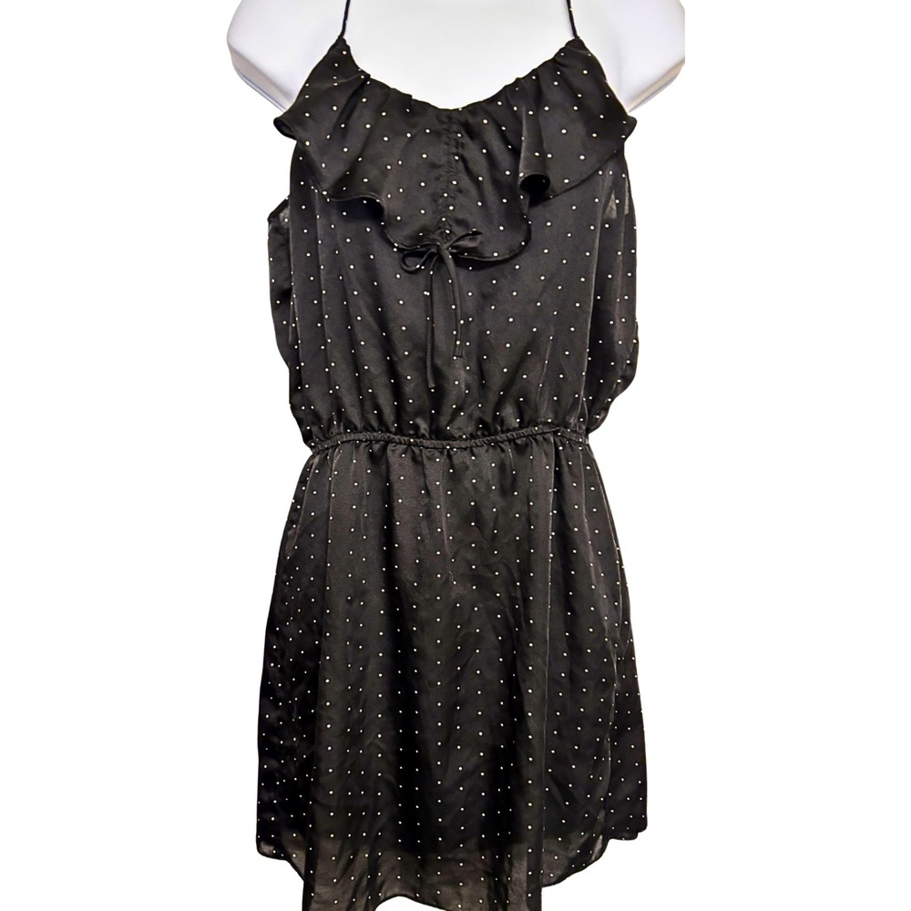 Naked Zebra Silk Like Chemise Dress Black And White Polka Dots Womens SZ Small